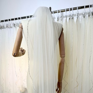 wedding veil, cathedral pearl veil,pearl veil,beaded veil