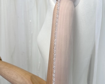 Crystal Wedding Veil,Veil with blusher,Beaded edge cathedral bridal veil,Veil with comb,Elegant Fingertip Veil,Wedding veils