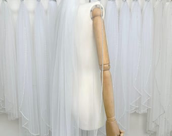 Perlen Rand Brautschleier, Perlen Perlen Rand Hochzeit Schleier, Kathedrale Schleier, 1 Tier Perlen Brautschleier, Blusher Schleier, Hochzeit Kopfschmuck