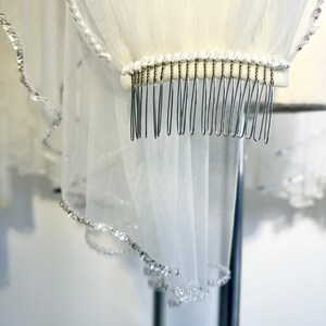 Wedding veil, sequin wedding veil, beaded wedding veil, ivory veil,Fingertip Wedding Veil, Bridal Veil in Ivory and White,