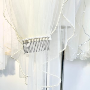 Wedding Veil,Beaded  Veil,Ivory Veil,pearl veil,Pearl Bridal Veil,Vintage Veil