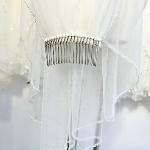 Beaded Wedding Veil, Beaded Ivory Bridal Veil, Wedding Veil,Crystal Wedding Veil,