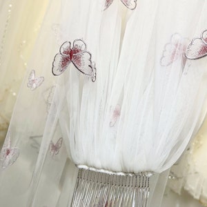 Embroidered wedding veil, butterfly bridal veil, wedding veil, cathedral wedding veil, ivory veil, fingertip veil