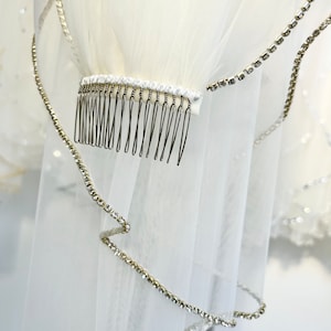 rhinestone edging Sparkling cathedral veil,Wedding Veil,Ivory Veil,one tier veil,shimmery veil