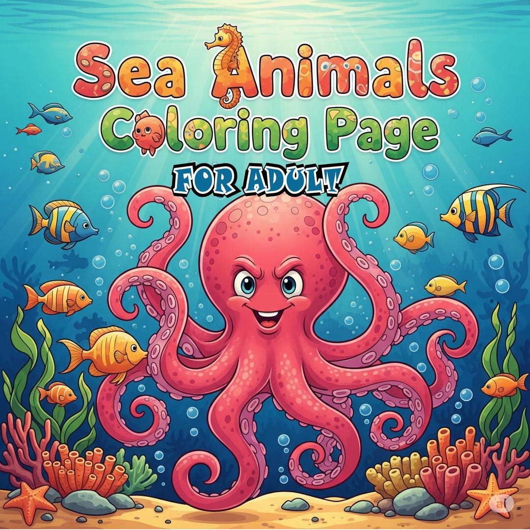 Sea Animals Coloring Book for Adults With Intricate Marine Life Designs ...