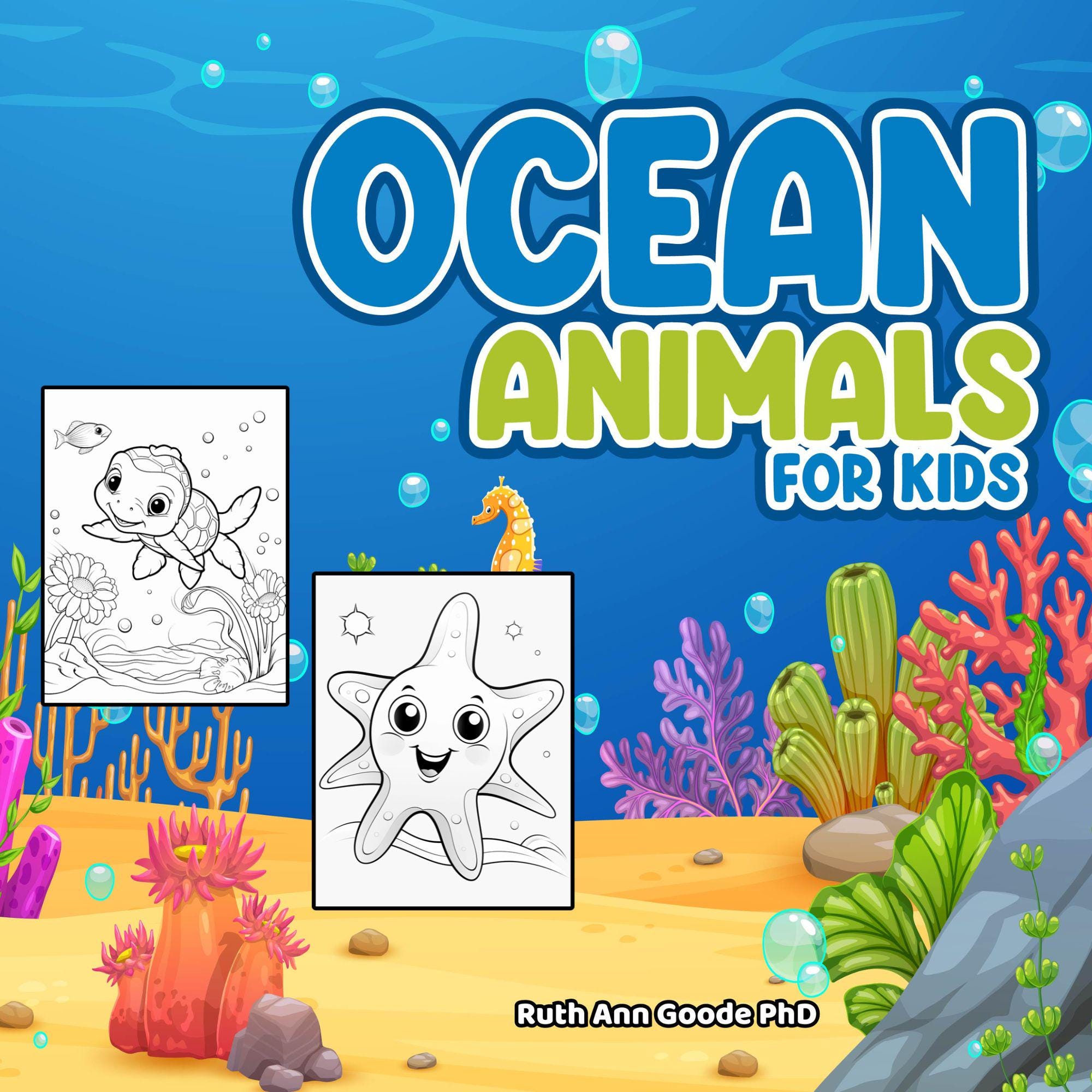 Ocean Animals Coloring Book for Kids Ages 4-10 | Fun & Easy Underwater ...