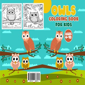 Livro de colorir de corujas para crianças de 4 a 10 anos | Desenhos fofos de corujas para colorir para crianças