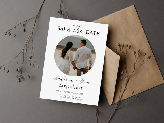 Minimalist Save the Date Template With Photo Fully Editable. - Etsy