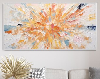 Explosion Couleurs Peinture Huile Abstraite Texture Épaisse Moderne Minimaliste Art Vision Dynamique Personnalisé Élégant Salon Décor Murale