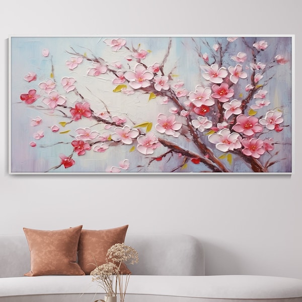 Large Original Blooming Red Plum Blossom Canvas Oil Painting Romantic Floral Texture Art Advanced Classical Home Wall Decor Gift For Friends