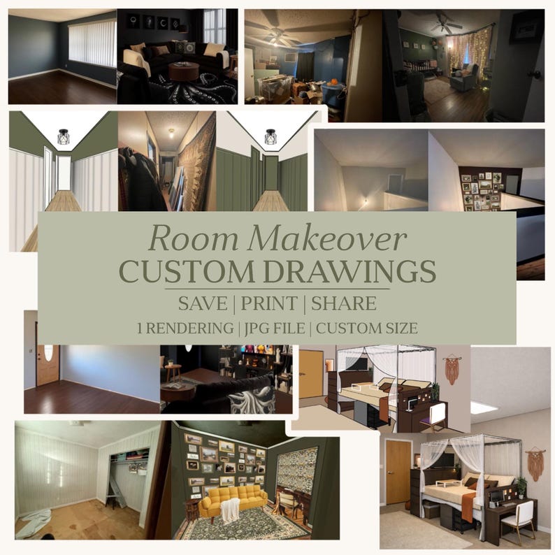 Custom Digital Room Makeover Mockup | Virtual Interior Design ...