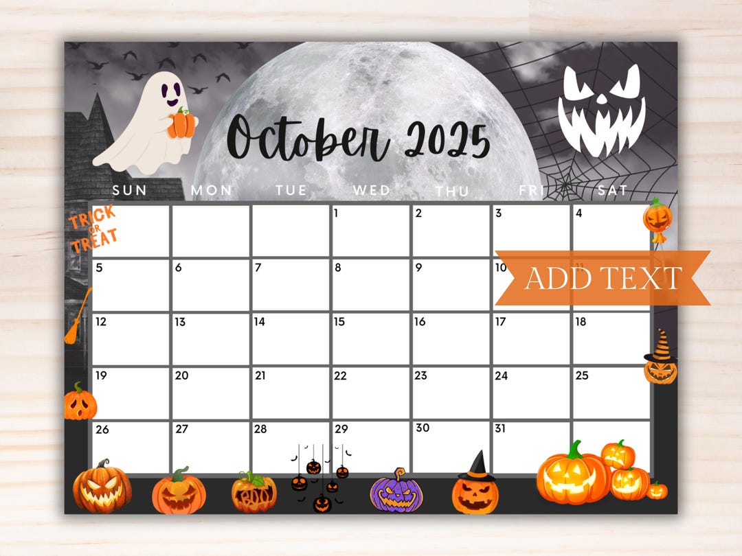 Editable October 2025 Calendar, Printable Calendar, 2025 Spooky Halloween Calendar W/ Scary Pumpkins and Ghosts, Cute Classroom Calendar - Etsy editable-october-2025-calendar-printable-calendar-2025-spooky-halloween-calendar-w-scary-pumpkins-and-ghosts-cute-classroom-calendar-etsy