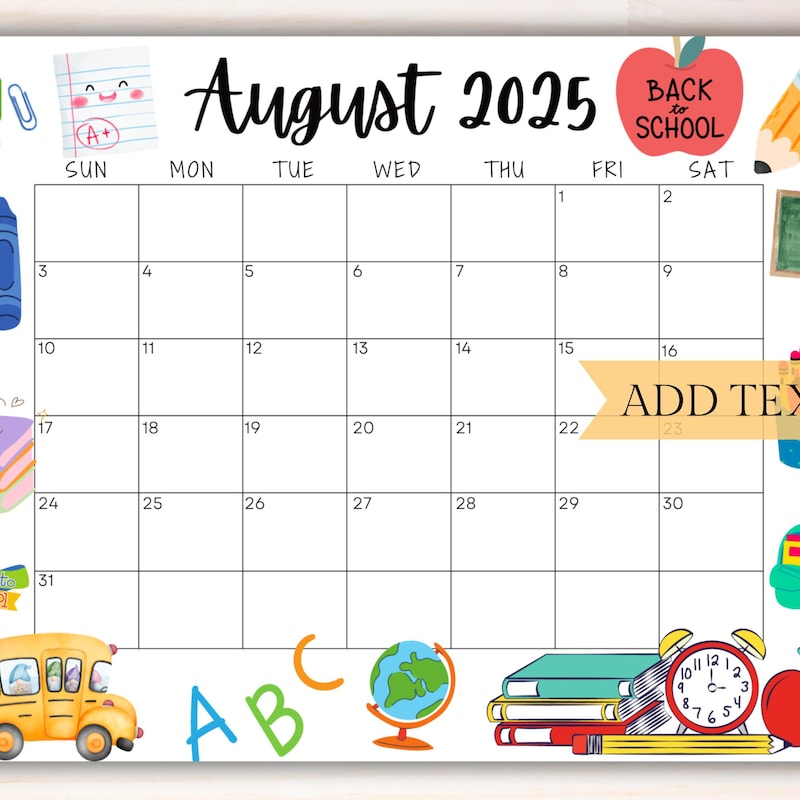 August 2025 Calendar Kids - Etsy