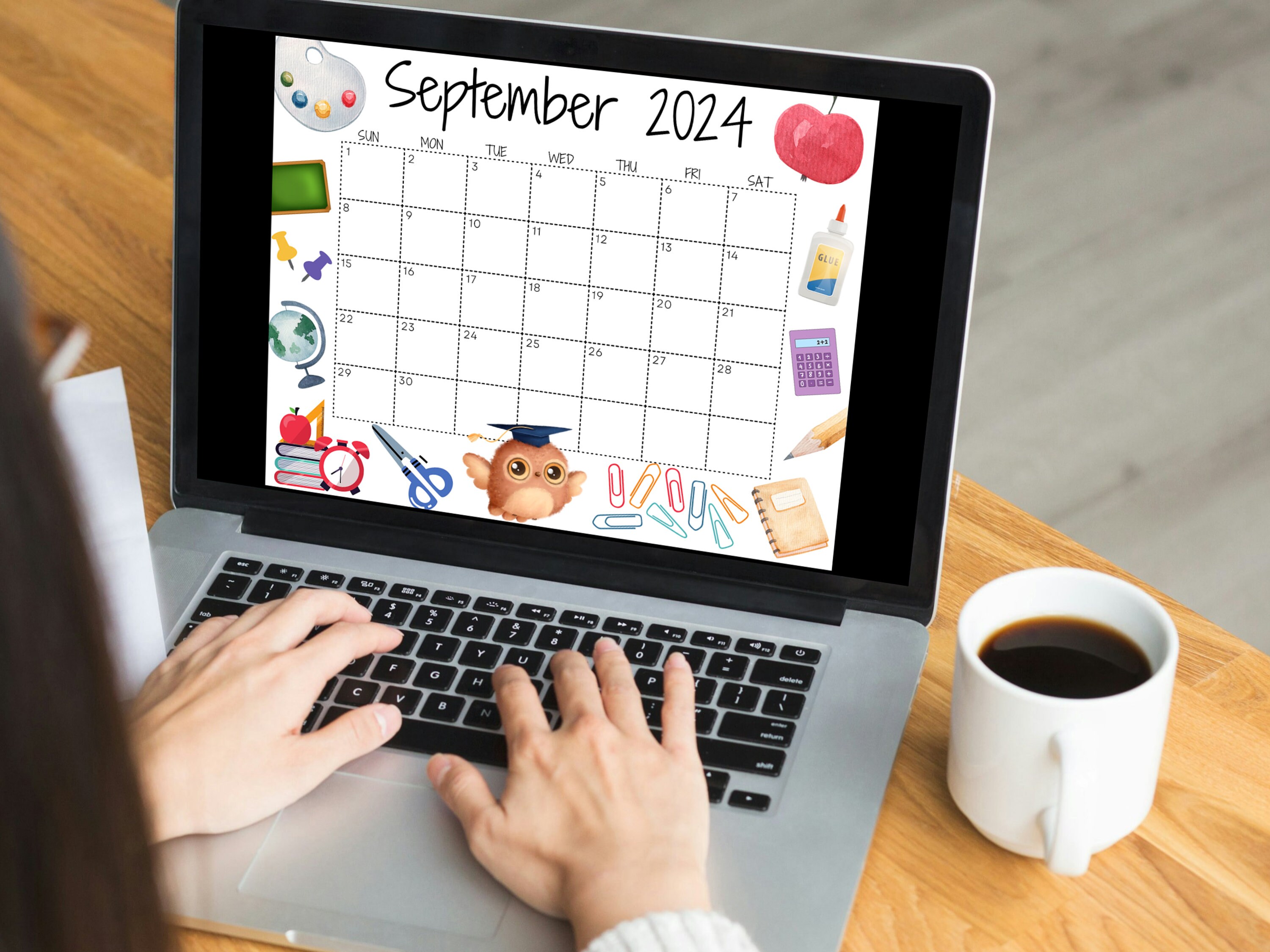 Editable September 2024 Calendar, Printable School Calendar Colorful