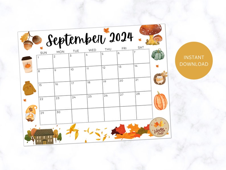Editable September 2024 Calendar, Printable Calendar, School Calendar
