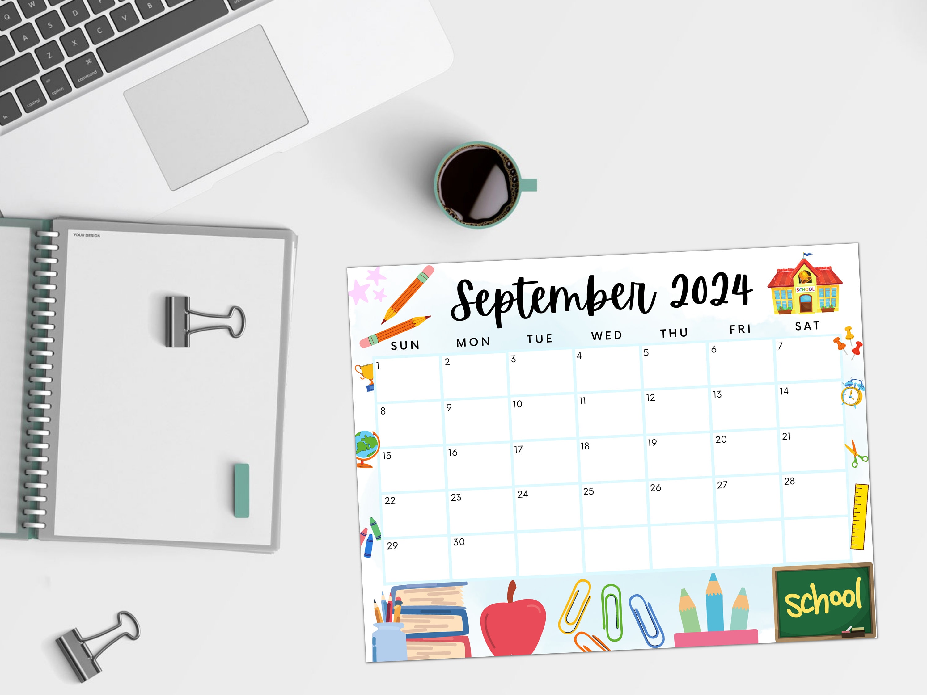 Editable September 2024 Calendar, Cute Printable Calendar, Back to