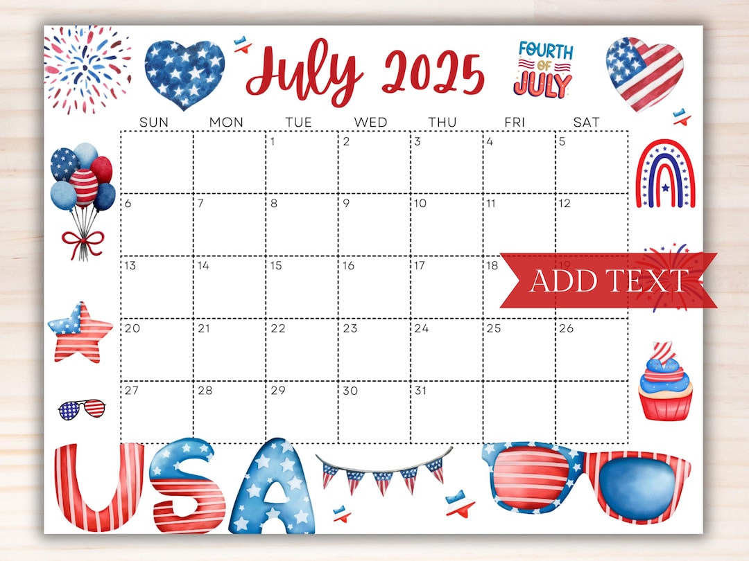 Printable Fourth of July 2025 Calendar, Editable Summer Calendar With American Flag, Monthly Calendar, Fillable Calendar, July Planner - Etsy printable-fourth-of-july-2025-calendar-editable-summer-calendar-with-american-flag-monthly-calendar-fillable-calendar-july-planner-etsy