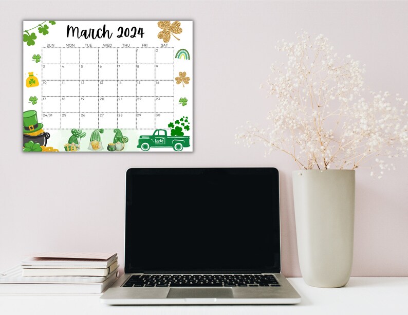 EDITABLE March 2024 Wall Calendar Printable Classroom Etsy