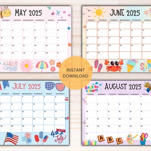 Editable 2025 Calendar Bundle- Printable Calendar- Kids School Schedule ...