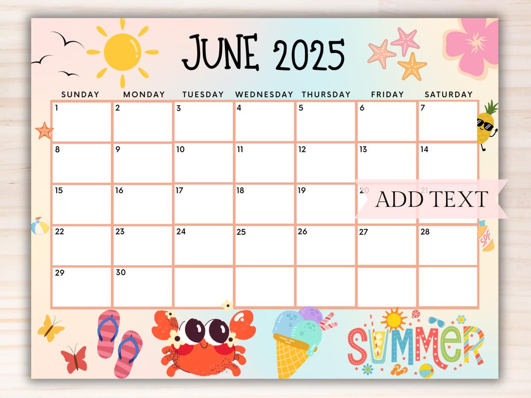 June 2025 Editable Calendar, Printable Kids School Schedule, Beautiful 2025 Summer Calendar Scheduled Refresh