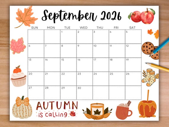 September 2026 Calendar For Planning Harvest Activities