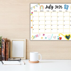 EDITABLE July 2025 Summer Calendar, Printable July Calendar, School ...
