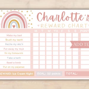 Editable Kids Rainbow Chore Chart Boho Colors, Kids Boho Reward Chart ...