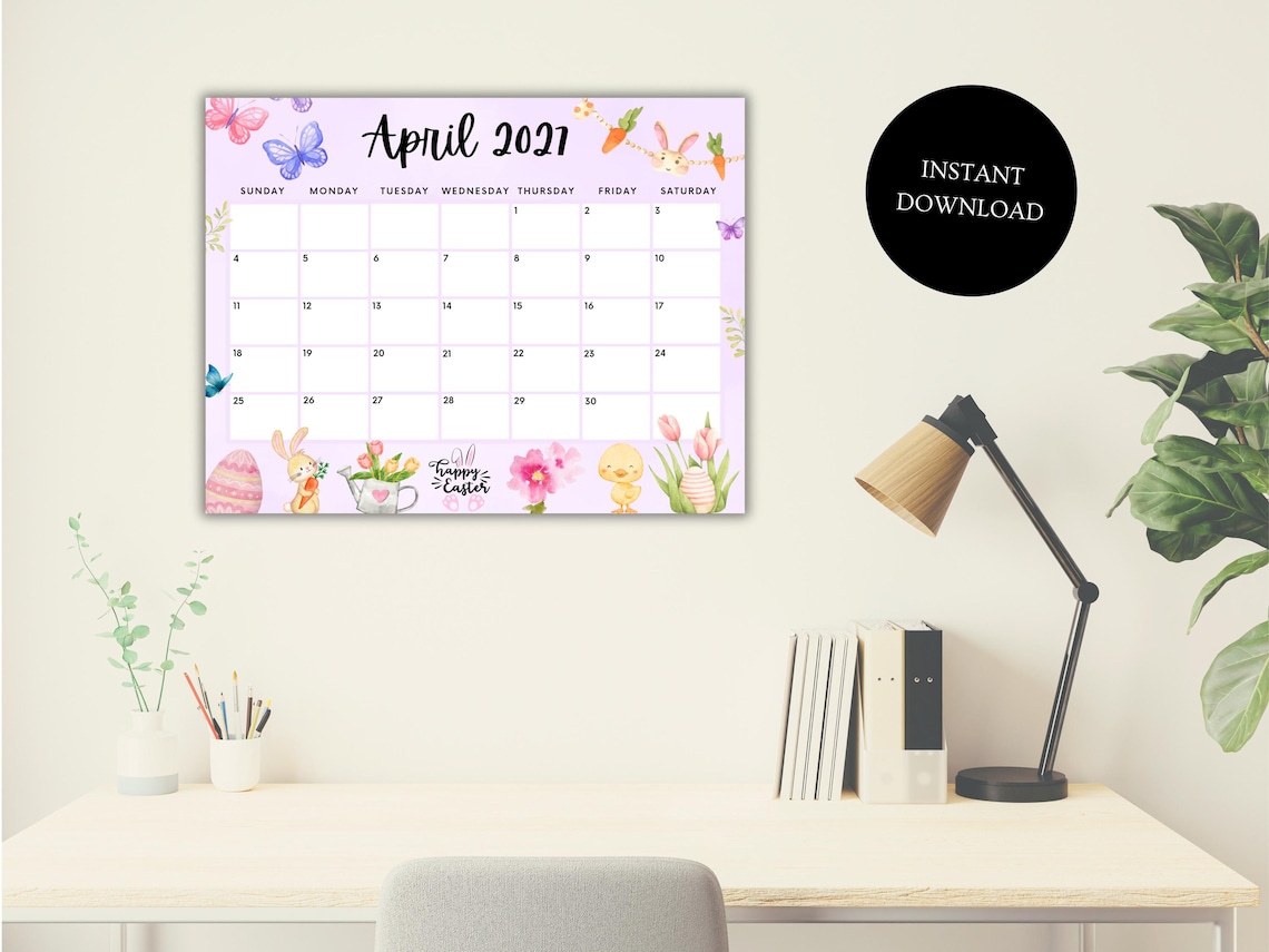 EDITABLE April 2027 Calendar, Printable Happy Easter, Spring Planner ...