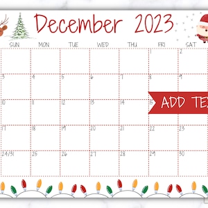 PRINTABLE December Calendar Christmas Calendar Holiday - Etsy