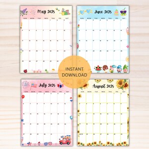 Editable 2025 Calendar Bundle- Printable Calendars Vertical- Kids ...