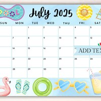Printable June 2025 Calendar, Editable Calendar W/ Yellow Summer Sun at ...