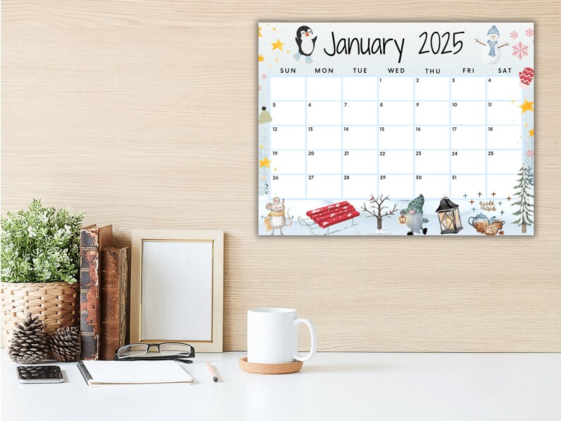 Editable Printable January 2025 Calendar, Its Cold Outside Cute School Calendar, January Planner