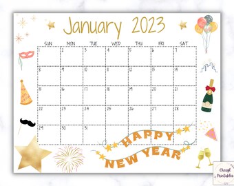 Printable Calendar January Calendar 2023 Wall Calendar 2023 - Etsy