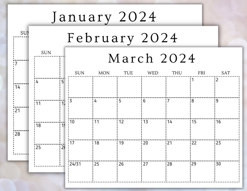 Editable January 2024 Calendar Bundle Printable Wall Calendar 2024 Nice ...