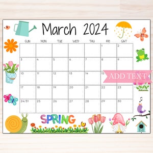March Calendar - Etsy March Calendar - Etsy