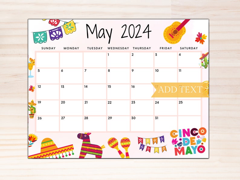 EDITABLE May 2025 Calendar Printable Cinco De Mayo (Download Now) Etsy