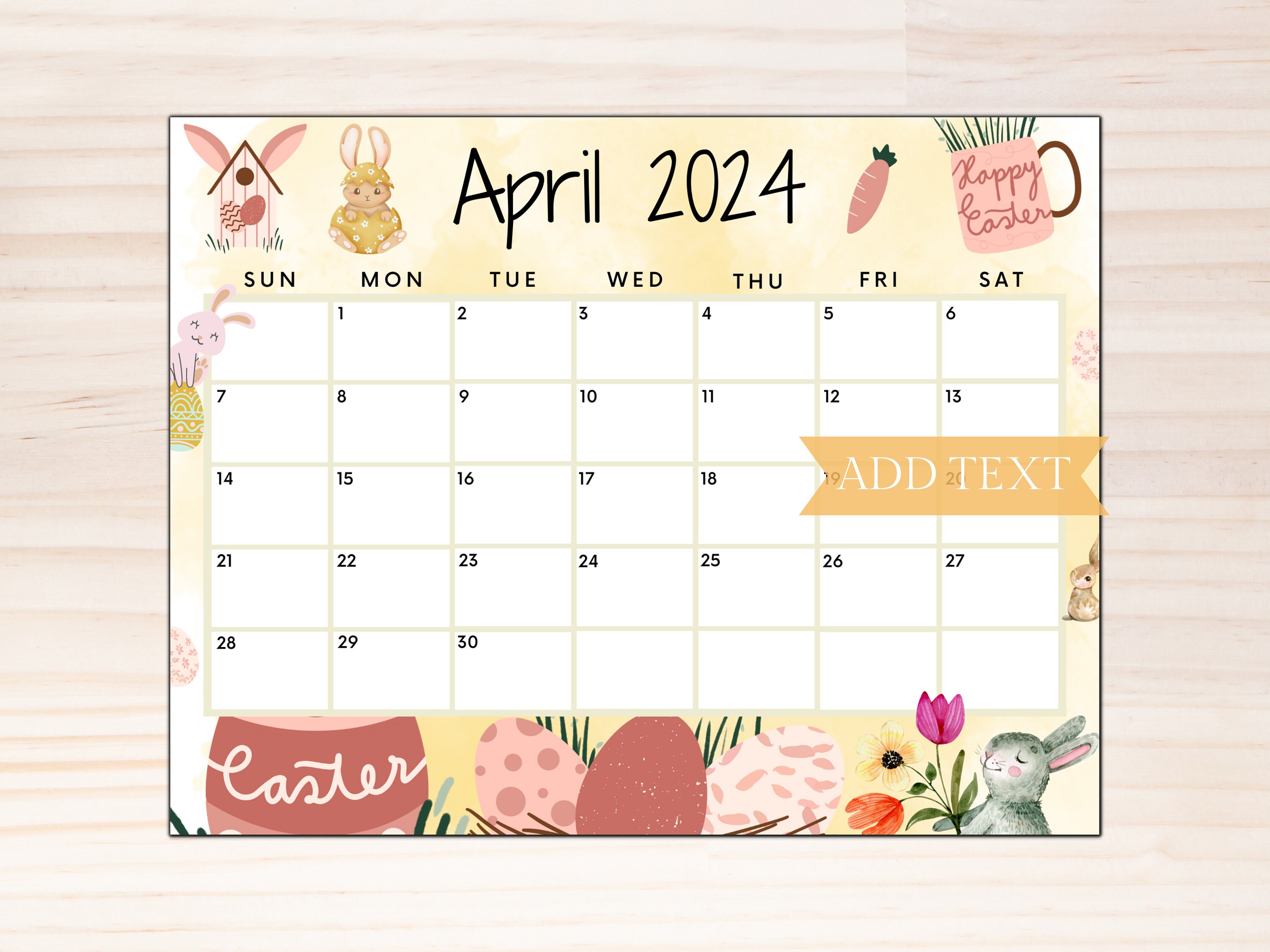 EDITABLE April 2024 Calendar, Printable Wall Calendar 2024, Yellow Happy Easter Bunny Calendar, Monthly Classroom Calendar, Family Calendar - Etsy EDITABLE April 2024 Calendar, Printable Wall Calendar 2024, Yellow Happy Easter Bunny Calendar, Monthly Classroom Calendar, Family Calendar - Etsy