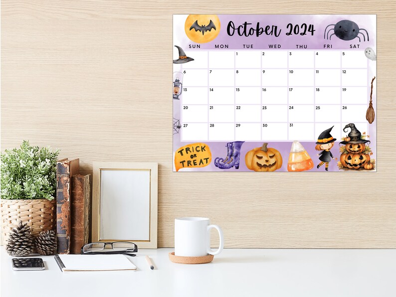 Editable October 2025 Calendar, Printable Calendar, 2025 Spooky