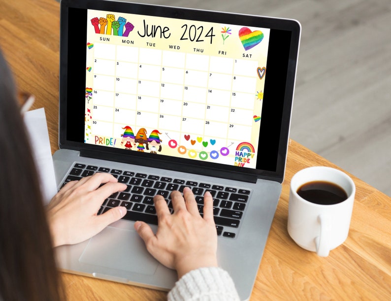 EDITABLE June 2024 Calendar, Printable Calendar, Pride Month Calendar
