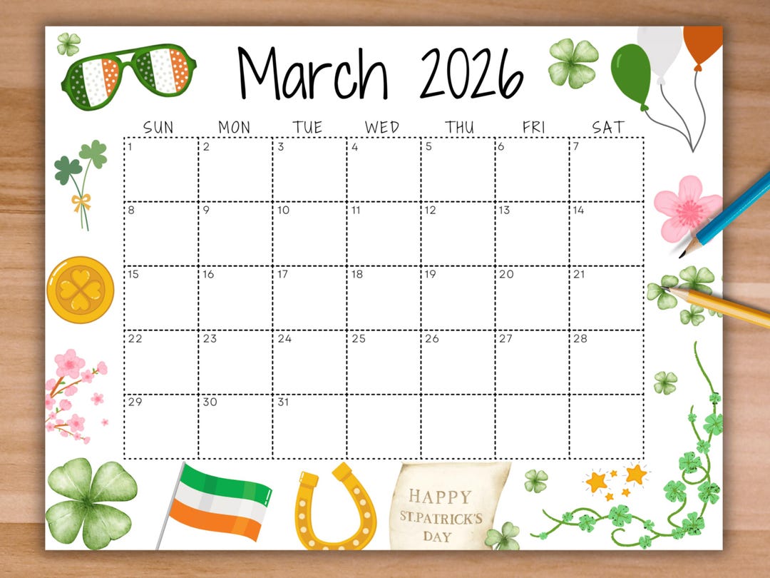 EDITABLE March 2026 Calendar, Printable Calendar for St Pattys Day ...