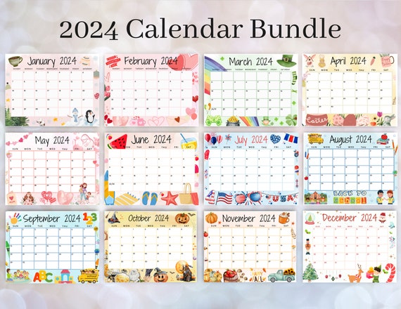 Editable 2024 Calendar Bundle Printable January Calendar 2024 Holiday  Calendars for the Whole Year Monthly Classroom Calendar Fillable 