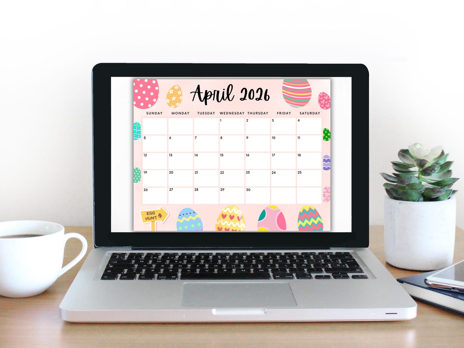 EDITABLE April 2026 Calendar, Printable Calendar W/ Beautiful Easter ...