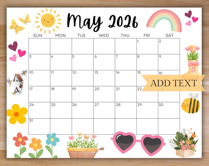 EDITABLE Calendario Mayo Imprimible 2026 / Calendario Cinco De Mayo ...