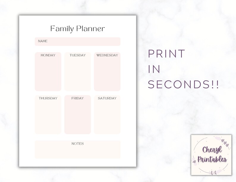 Family Planner PRINTABLE Family Calendar Cleaning Schedule Etsy