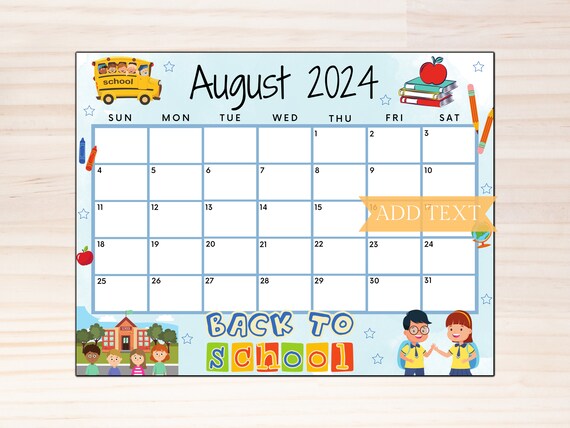 EDITABLE August 2024 Calendar, Printable Calendar 2024, Back to School Calendar, Kids Classroom Calendar, Blue School Calendar - Etsy EDITABLE August 2024 Calendar, Printable Calendar 2024, Back to School Calendar, Kids Classroom Calendar, Blue School Calendar - Etsy