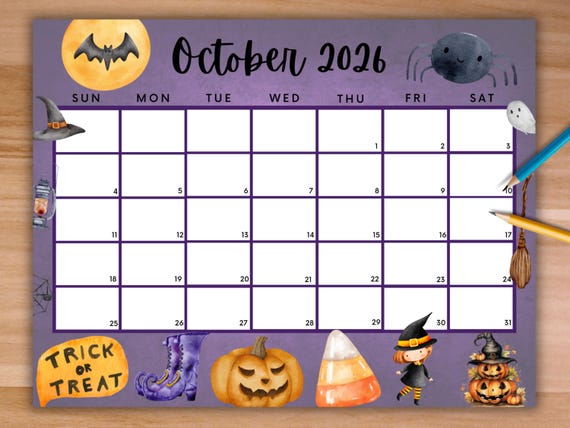 Editable October 2026 Calendar, Printable Spooky Halloween ...