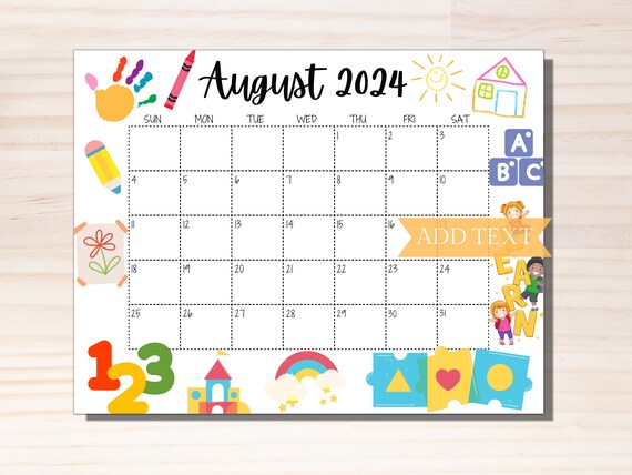 EDITABLE August 2024 Calendar, Printable Calendar 2024, Preschool Schedule, Kids Back to School Calendar, Classroom Calendar, Cute Calendar - Etsy EDITABLE August 2024 Calendar, Printable Calendar 2024, Preschool Schedule, Kids Back to School Calendar, Classroom Calendar, Cute Calendar - Etsy