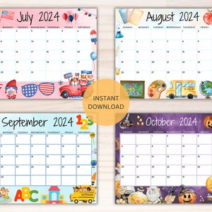 Editable School Schedule 2024-2025 From July to June Printable School ...