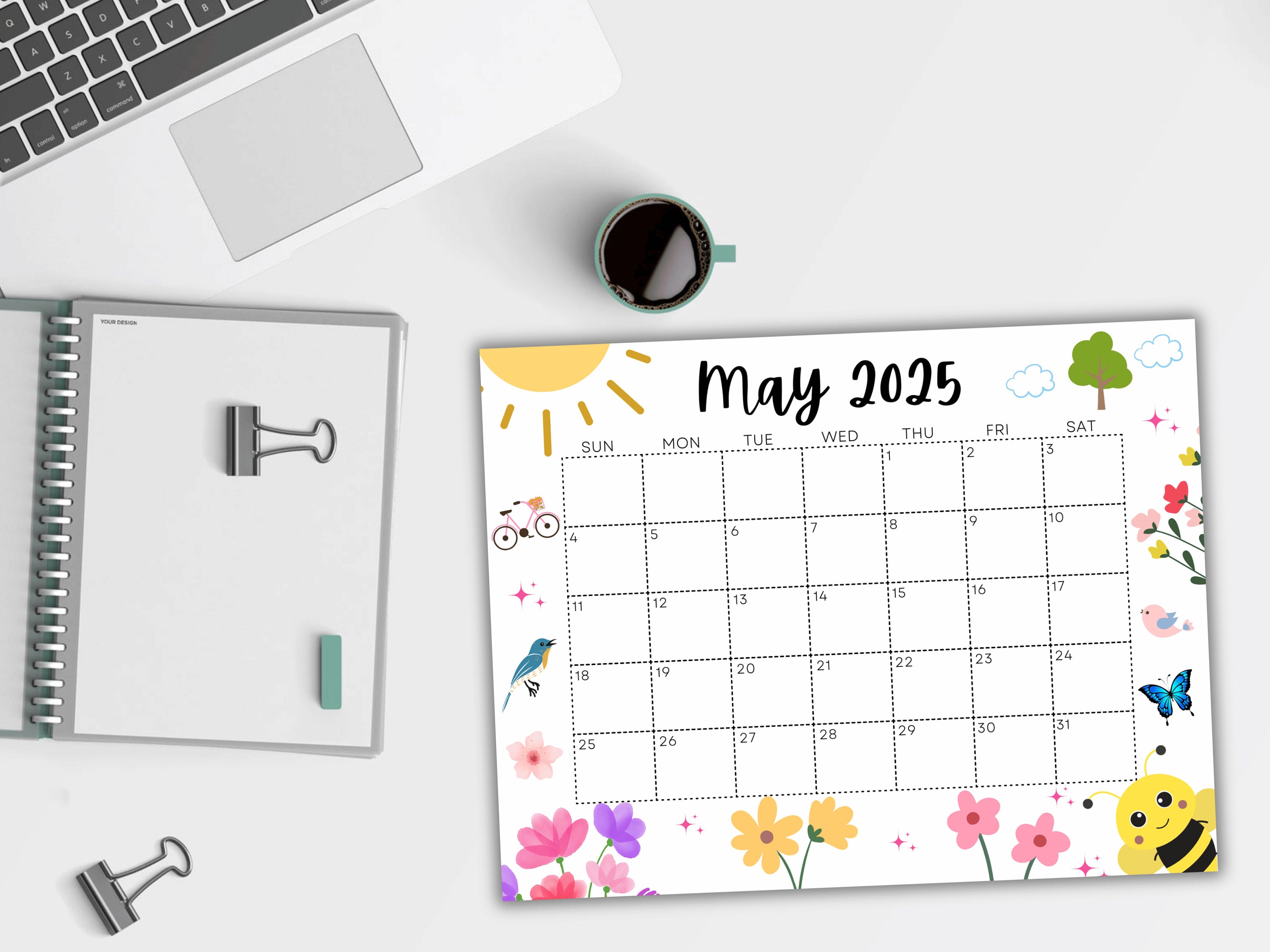 EDITABLE May 2025 Calendar, Printable Wall Calendar 2025, Cute Calendar