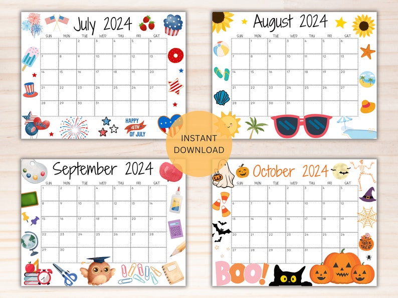 Editable School Calendar 20242025 From July to June Printable School